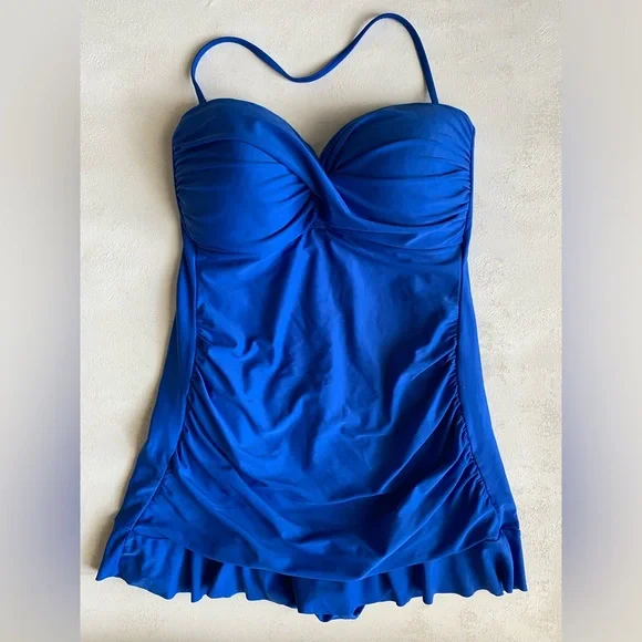 Kenneth Cole Reaction Halter/Strapless Swim Dress in Cobalt Blue Size 10 - Picture 10 of 10